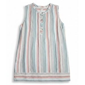 J Jill  Striped Cotton Gauzy Button Tank Dress Coastal Beachy Resort Preppy 3X